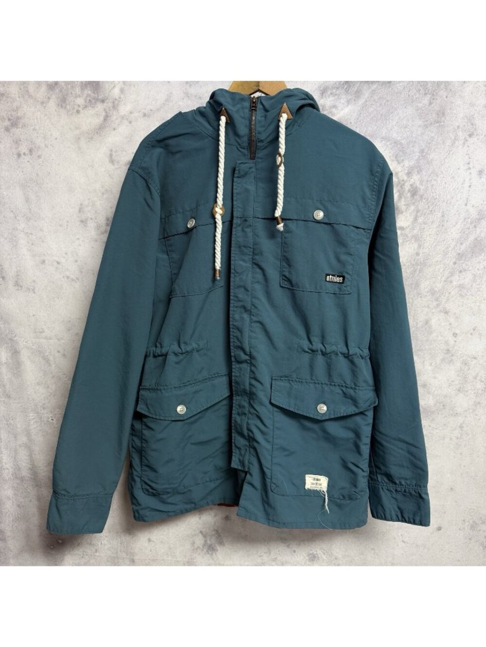 Etnies Calloway Classics Hooded Rain Jacket Coat Plaid Lined Womens XL